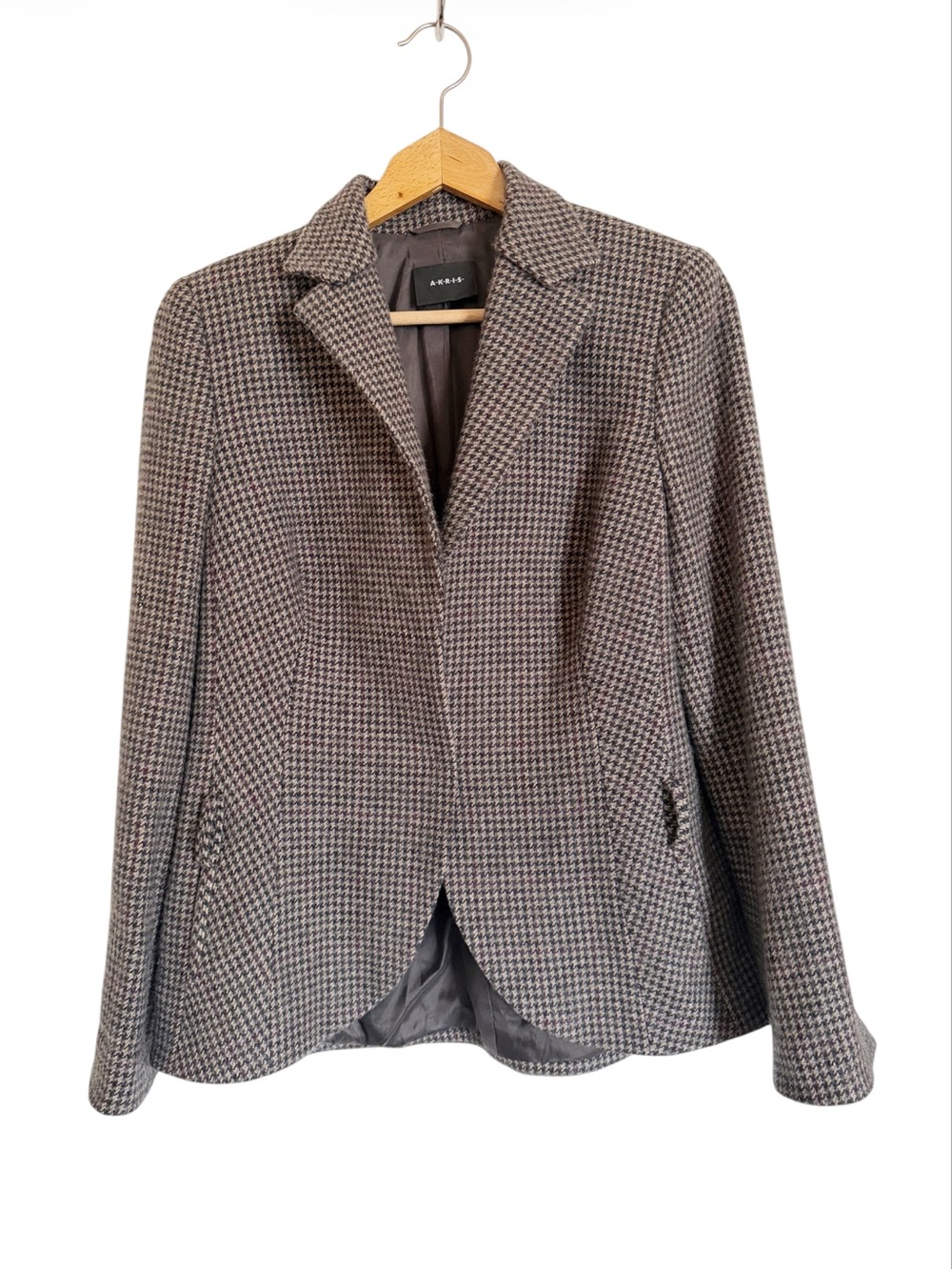 Akris Womens Cashmere Classic Houndstooth Preppy Blazer Jacket size 12
